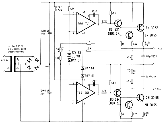 Voltage regulator 15V 5A Dual Supply